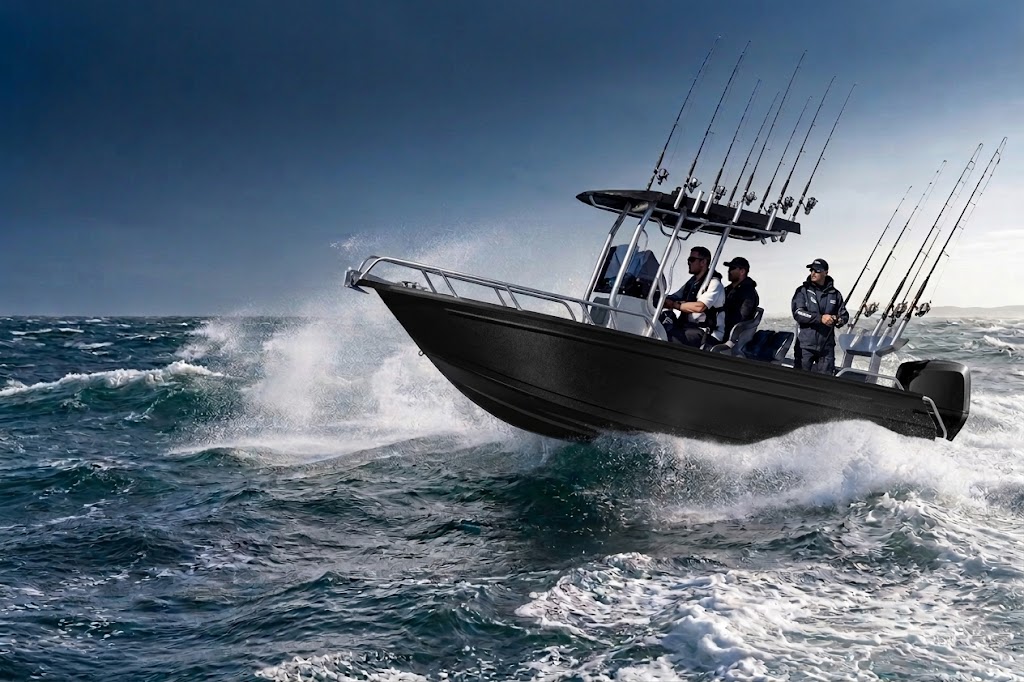 Offshore recreational fishing platform in rough conditions